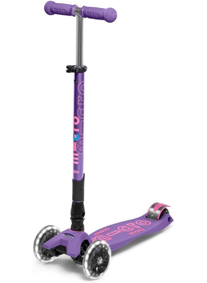 Micro Scooters | Maxi Micro Deluxe LED Foldable| Handlebar Adjustable | Lightweight | Foldable Mechanism |Boys & Girls | 5-12 years | Purple - Image 1