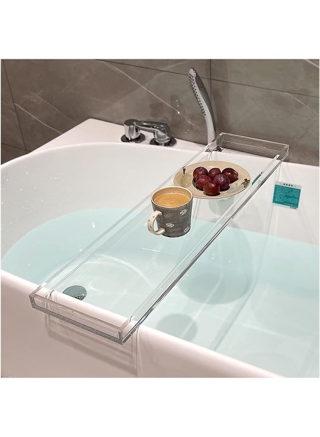 TPGP Acrylic Bathtub Caddy Tray, Acrylic Bath Bridge, Clear Serving Tray for Coffee Food Towel Wine Perfume Cosmetic Storage, Vanity Counter Bathroom Organizer Countertop  - Image 1