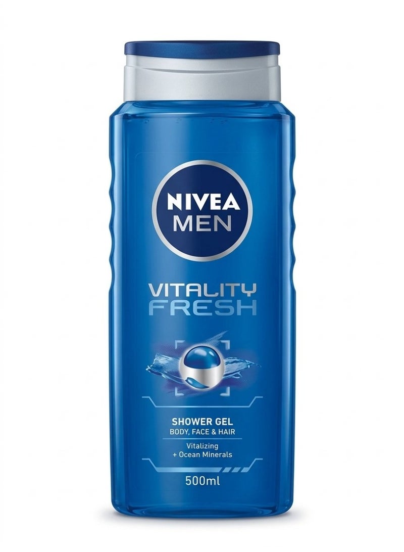 شاور جل (جل استحمام ثلاثي المفعول) للجسم والوجه والشعر برائحة "Vitality Fresh"
