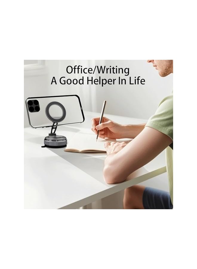 S-TOP Vacuum Suction Magnetic Phone Holder, 360° Adjustable Foldable Car Mount, Strong N55 Magnets with Magnetic Ring, Compatible with iPhone and Android, for Windshield, Mirror, Kitchen - Image 5