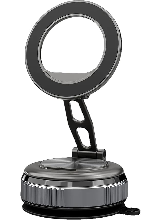 S-TOP Vacuum Suction Magnetic Phone Holder, 360° Adjustable Foldable Car Mount, Strong N55 Magnets with Magnetic Ring, Compatible with iPhone and Android, for Windshield, Mirror, Kitchen - Image 1