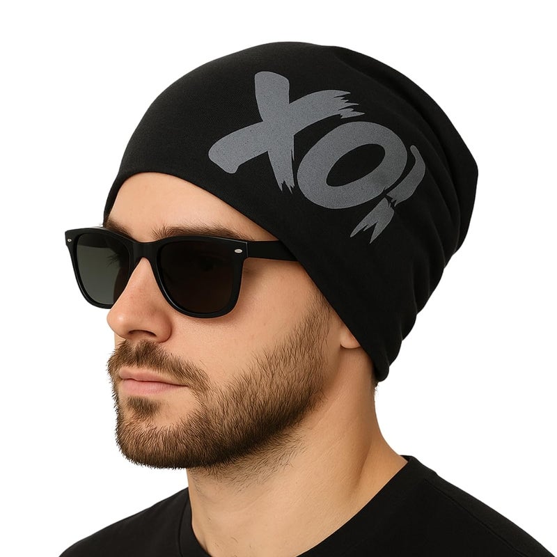 iSWEVEN Unisex Cotton Slouchy Beanie Skull Cap, All-Season Headwear for Men & Women, Ideal for Summer, Winter, Gym, Sports, Helmet Use - Free Size (7011A, Black) - Image 3