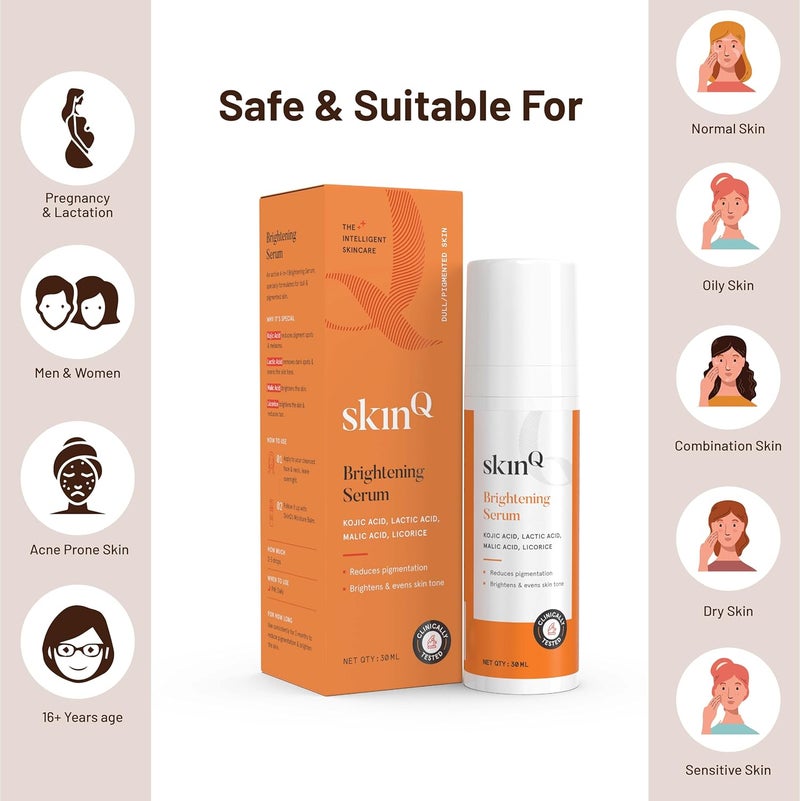 SkinQ Brightening Serum for Men Women with Licorice Lactic Acid 30ml Face Elixir for Tan Pigmentation Dark Spots Exfoliates Brightens Softens Skin Helps Repair Heal SunDamaged Skin - Image 5