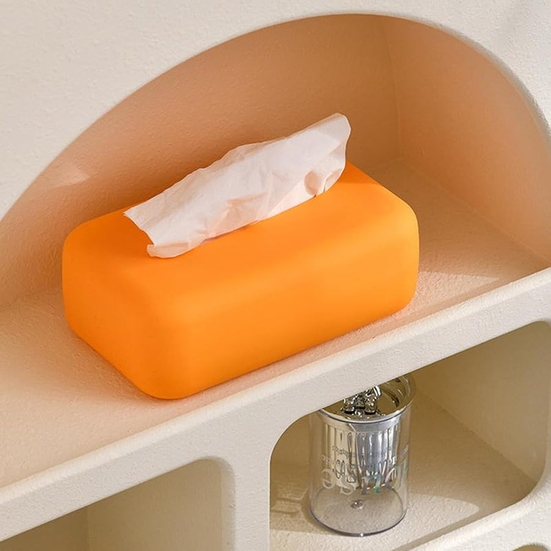 غطاة صندوق المناديل من السيليكون الأبيض الحليبي لحامل المناديل للمنزل المكتب غرفة المعيشة - Image 5