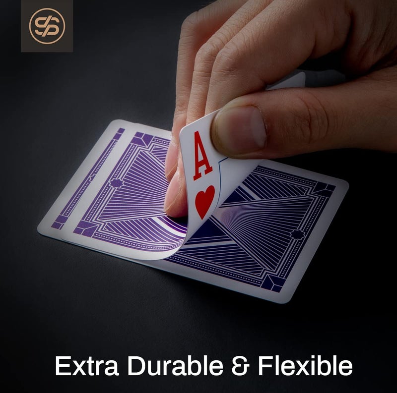 SLOWPLAY 100% Plastic Playing Card Set, 2 Decks (Purple & Gold), Jumbo Index, Poker Size, Superior Flexibility and Durability, Waterproof & Washable, Professional Playing Cards for Texas Holdâ€™em Poker - Image 3