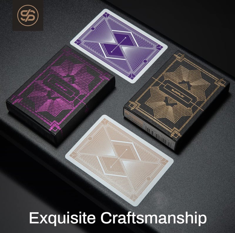 SLOWPLAY 100% Plastic Playing Card Set, 2 Decks (Purple & Gold), Jumbo Index, Poker Size, Superior Flexibility and Durability, Waterproof & Washable, Professional Playing Cards for Texas Holdâ€™em Poker - Image 2