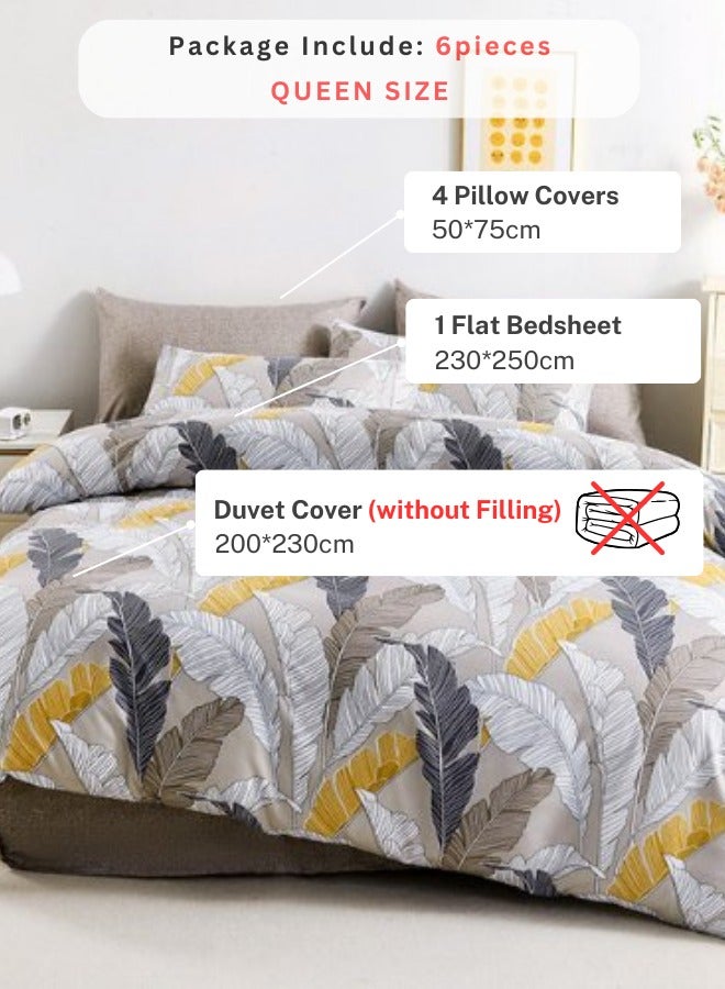LUNA Home Queen size 6 pieces Bedding Set without filler, Beautiful Leaves Design.  - Image 2