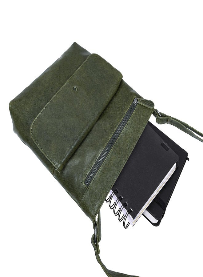 ANTONIO VALERIA Piper Washed Green Leather Crossbody Bag - Image 4