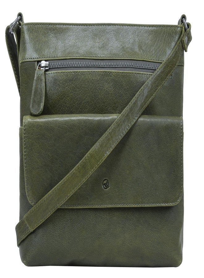ANTONIO VALERIA Piper Washed Green Leather Crossbody Bag - Image 1