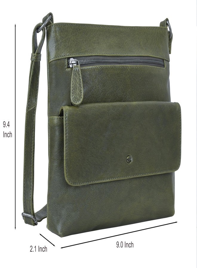 ANTONIO VALERIA Piper Washed Green Leather Crossbody Bag - Image 2