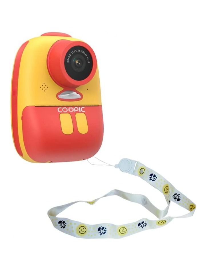 Coopic Children Instant Selfie Print Photo Videos Digital Camera Yellow 1080P Full-HD with Color Pens Thermal Print Papers Stickers Lanyard and 32GB Micro SD Slot Not Included - Image 2