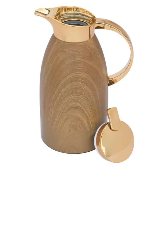 Alsaif Gallery Al-Andalus Thermos Set, Light Wooden, With Islamic Inscription, With Golden Handle, Press 2 Pieces  - Image 4