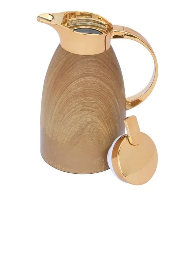 Alsaif Gallery Al-Andalus Thermos Set, Light Wooden, With Islamic Inscription, With Golden Handle, Press 2 Pieces  - Image 5