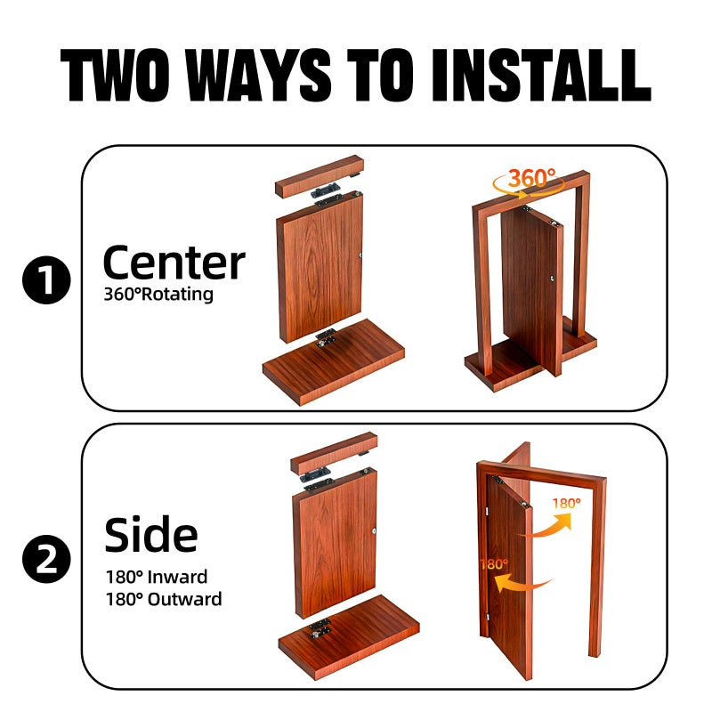 CenfeiTooL Hidden Murphy Pivot Door Hinge: Secret Bookcase Door Heavy Duty Invisible Hardware, Silent 360 Rotation Concealed Hardware, 570 LBS Load Capacity, Thickened Alloy Steel Pivot Hinge Kit for Bookshelf - Image 4