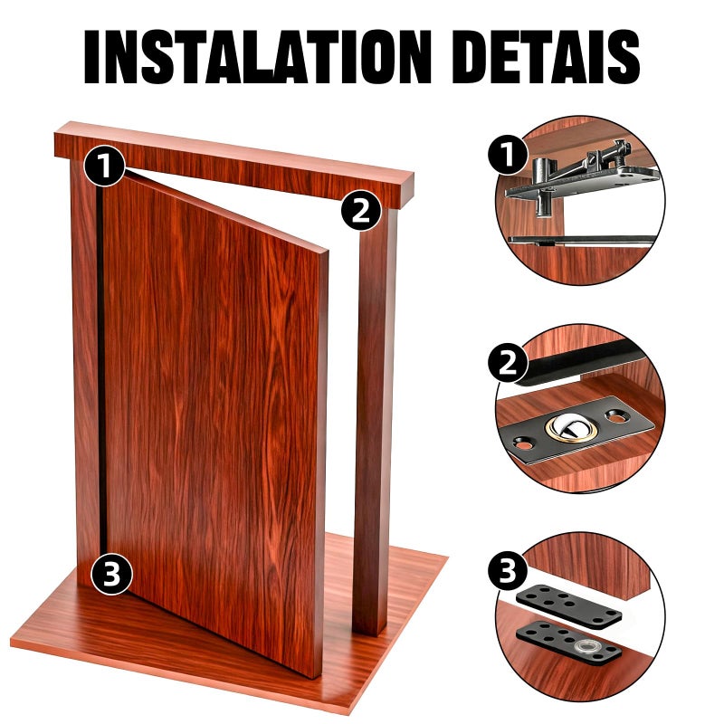 CenfeiTooL Hidden Murphy Pivot Door Hinge: Secret Bookcase Door Heavy Duty Invisible Hardware, Silent 360 Rotation Concealed Hardware, 570 LBS Load Capacity, Thickened Alloy Steel Pivot Hinge Kit for Bookshelf - Image 5