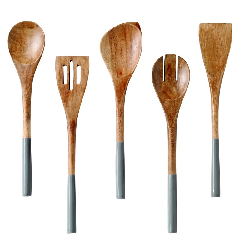Folkulture Wooden Spoons for Cooking  12 Premium Acacia Wooden Utensil Set of 5  Smooth Finish Soft Comfort Cooking Utensils Set for Kitchen Gifts  Non Stick Wooden Cooking Utensils Set of 5