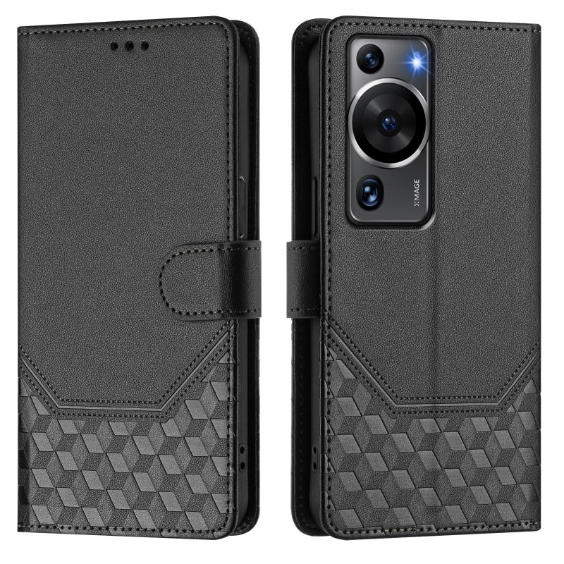 BURAQ Case Cover For Huawei P60 / P60 Pro Honeycomb Embossing RFID Leather Phone Case(Black) - Image 2