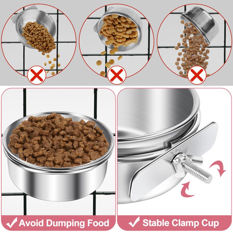 ToLanbbt 8 Pcs Stainless Steel Bird Food Bowls Bird Water Bowls with Clamp Holders, Bird Feeding Dish Cups Parrot Cage Coop Feeders for Cockatiel Conure Budgie Parakeet Macaw Lovebird Small Animal - Image 3