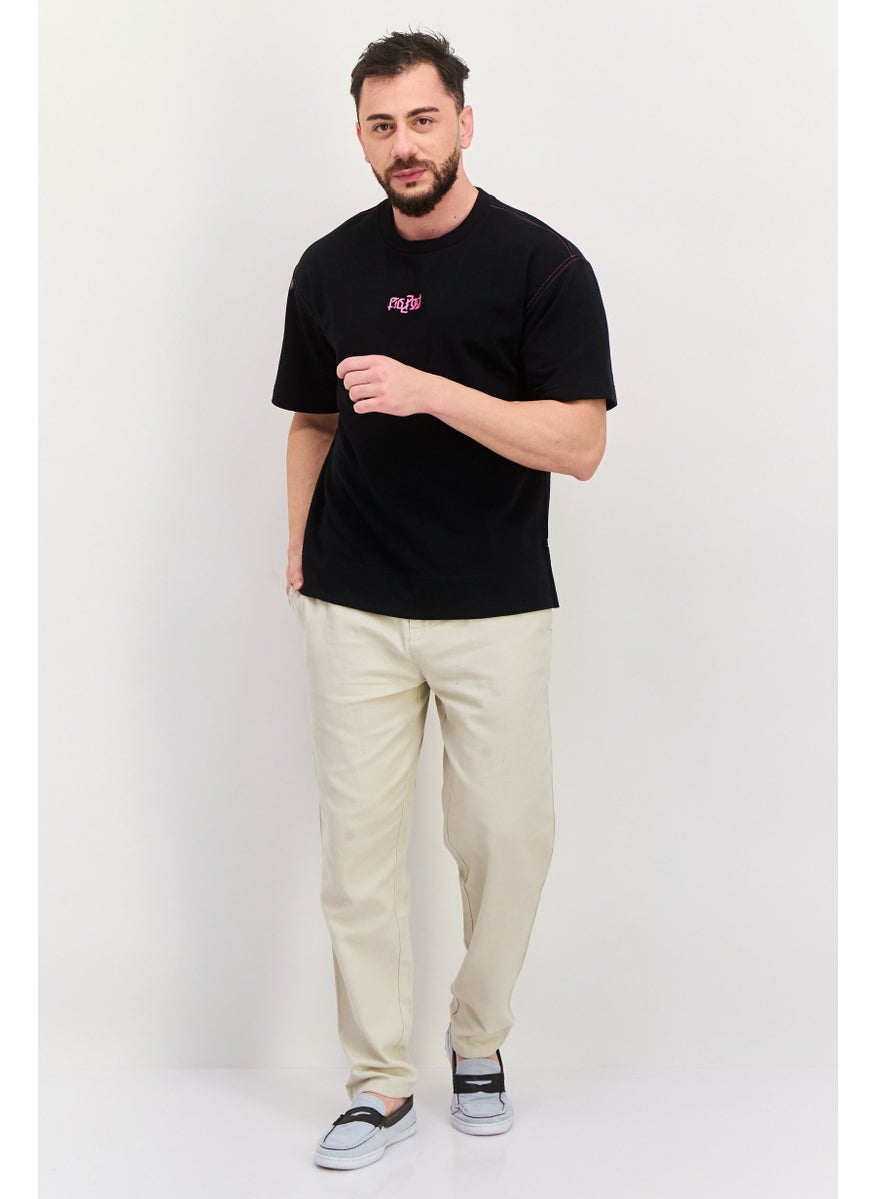 ESPRIT - Men Crew Neck Graphic Print Short Sleeves T-Shirt, Black - Image 1