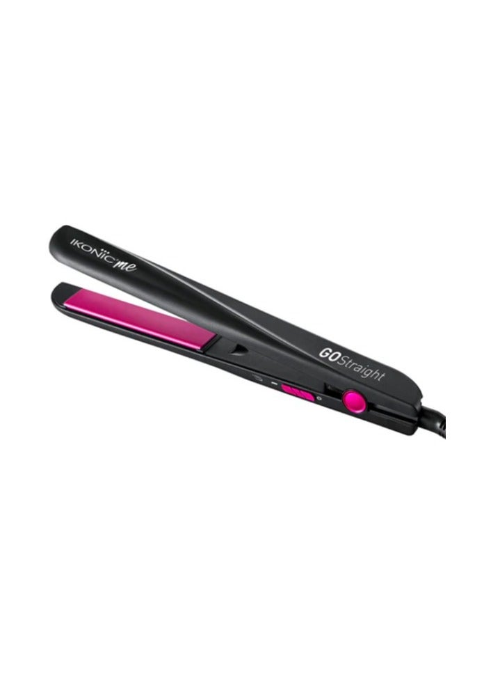 أي كونيك مكواة شعر أيكونك مي جو ستريت باللونين الأسود والوردي، صفائح سيراميك عائمة، وظيفة القفل، تسخين سريع، سهلة الاستخدام، مناسبة لجميع أنواع الشعر - Image 2