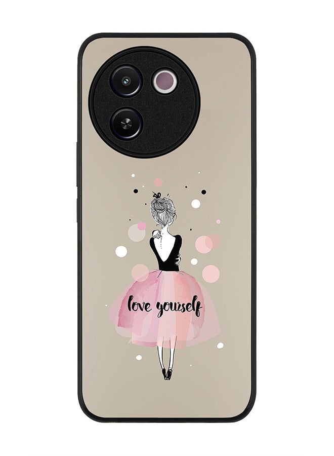 Stylizedd Rugged Black edge case for Vivo V30e, Slim fit Soft Case Flexible Rubber Edges Anti Drop TPU Gel Thin Cover -  Love Yourself - Image 1