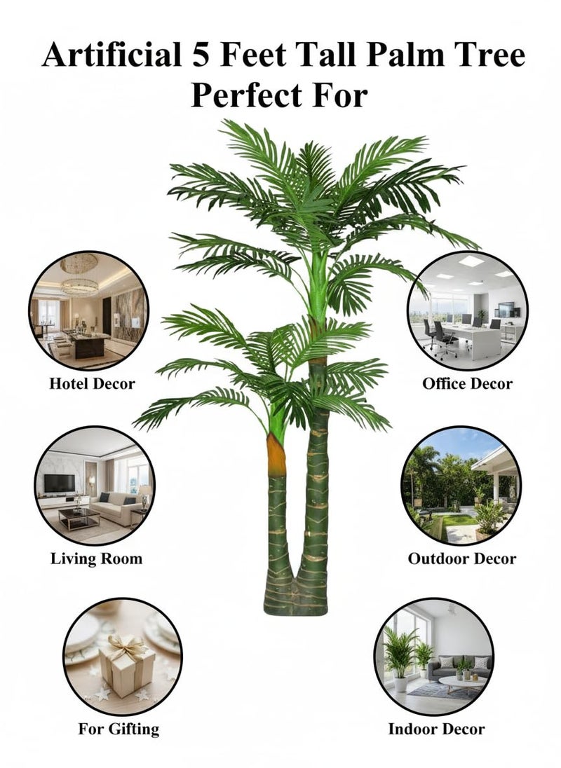 KAYKON Artificial Plant Big Areca Palm Green Tree Without Pot Indoor Plant for Home Decor (2 Leg Palm), Plastic - Image 2