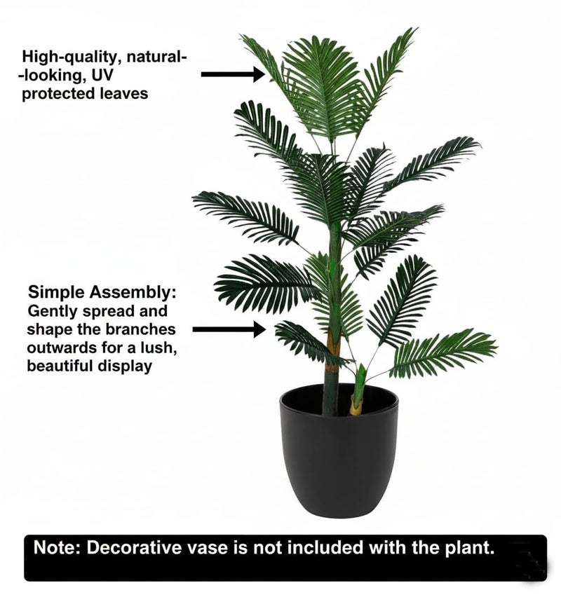 KAYKON Artificial Plant Big Areca Palm Green Tree Without Pot Indoor Plant for Home Decor (2 Leg Palm), Plastic - Image 3