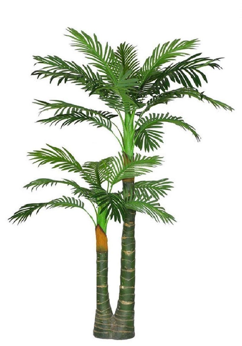 KAYKON Artificial Plant Big Areca Palm Green Tree Without Pot Indoor Plant for Home Decor (2 Leg Palm), Plastic - Image 1
