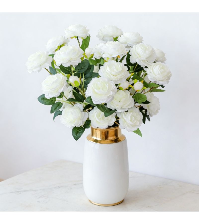 8pcs White High Imitation Artificial Peony Flowers Wedding Decoration Home Living Room Table Centerpiece Nordic Style Photography Props Durable Non Shedding - Image 1