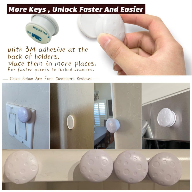 Fariita 3 Pack Replacement Keys for Baby Proofing Magnetic Cabinet Locks for Babies - Child Proof Extra Magnet Universal Keys for Baby Safety Cupboard Cabinets and Drawers Latches - Easy Installation - Image 3
