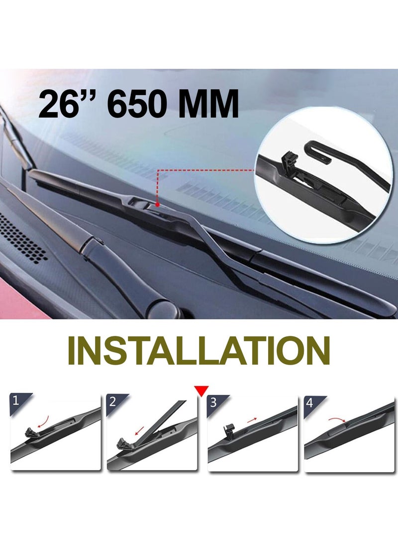 3XR - High Quality 26" 650mm Universal Car  Wiper Blade All Season Universal Car Wiper Blade 1 Pcs -3XR - Image 1
