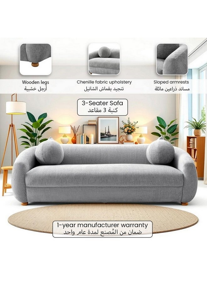 Micasa Elegant And Modern Design 3-Seater Sofa Light Grey 66 X 95 X 220 Cm Osf-1441-3S  - Image 2