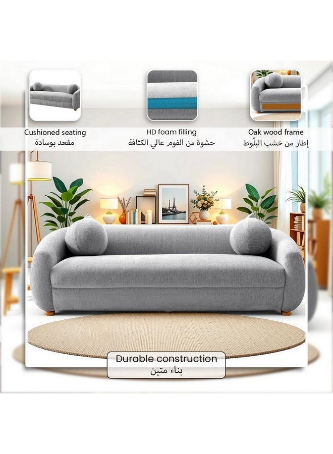 Micasa Elegant And Modern Design 3-Seater Sofa Light Grey 66 X 95 X 220 Cm Osf-1441-3S  - Image 3