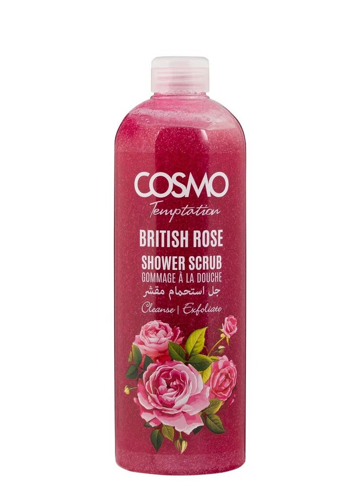 COSMO Cosmo  Temptation British Rose Shower Scrub 1000ml Moisturizing Body Wash for All Skin Types of Men & Women 