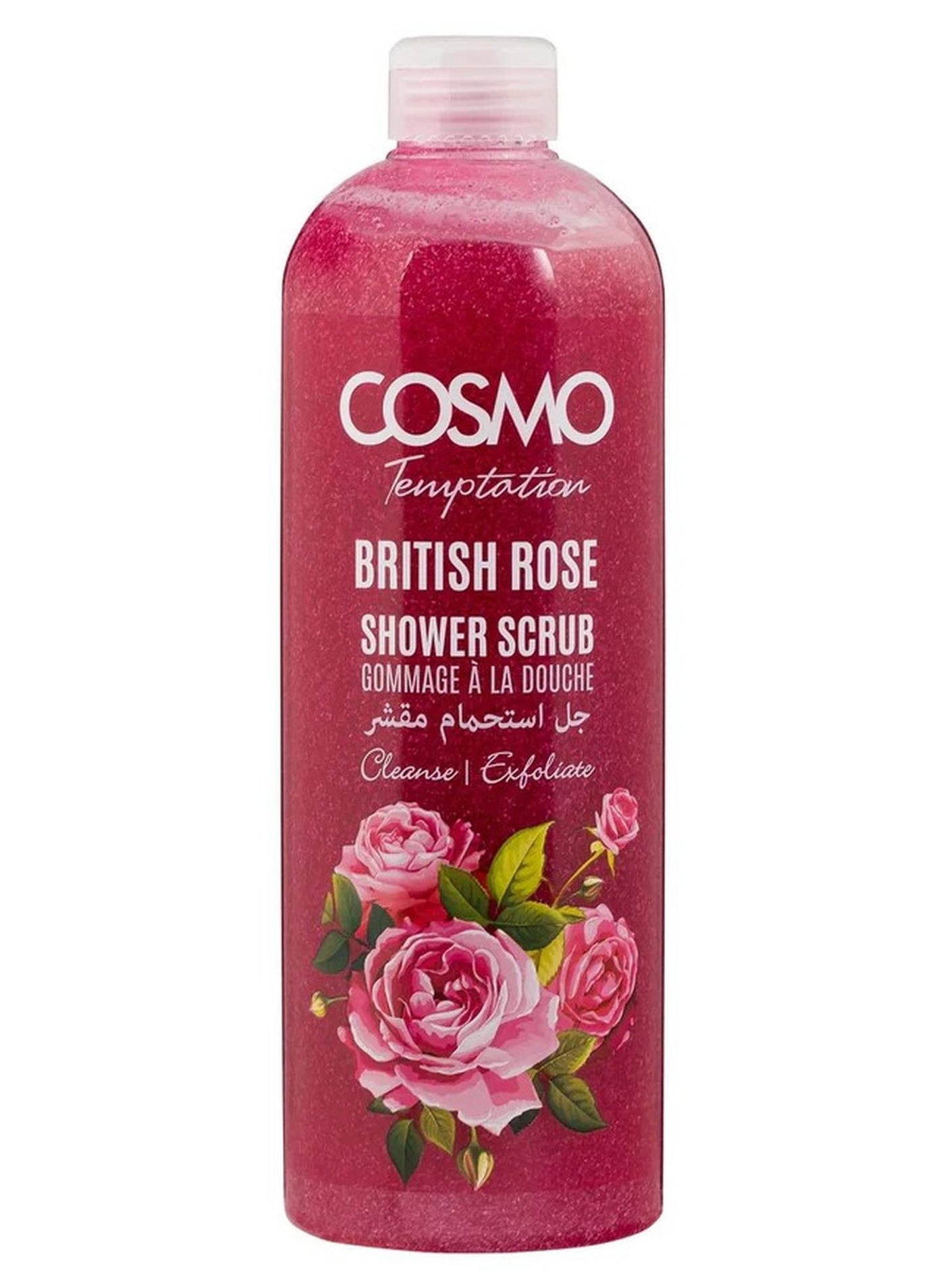 Cosmo  Temptation British Rose Shower Scrub 1000ml Moisturizing Body Wash for All Skin Types of Men & Women