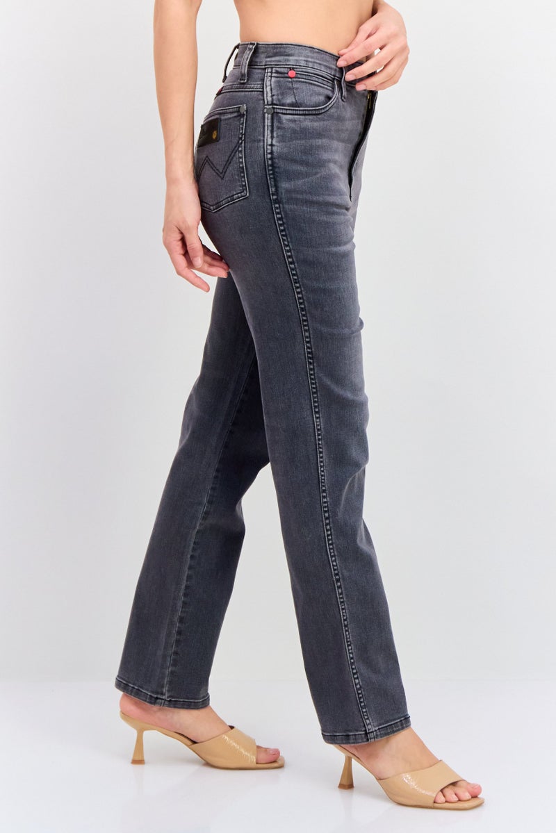 Wrangler Women Regular Fit Straight Leg Washed  Stretchable Jeans, Grey - Image 2