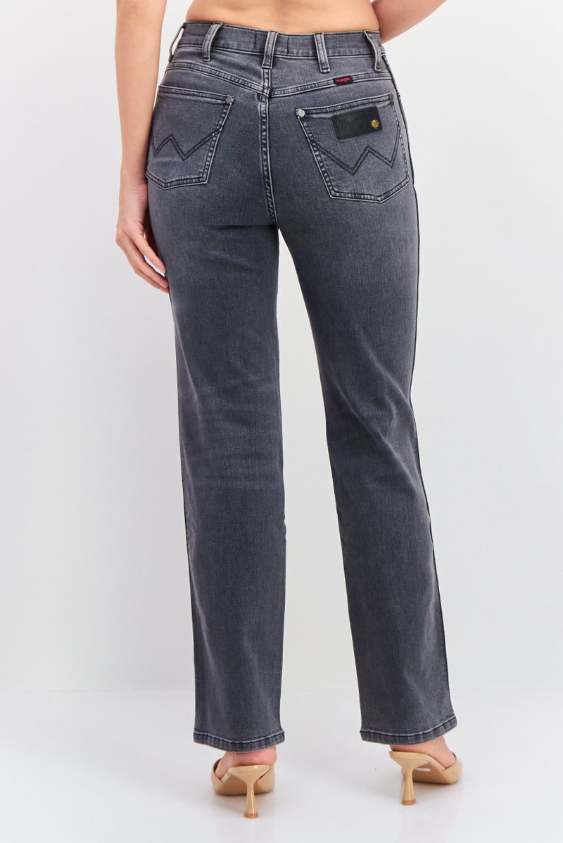 Wrangler Women Regular Fit Straight Leg Washed  Stretchable Jeans, Grey - Image 3