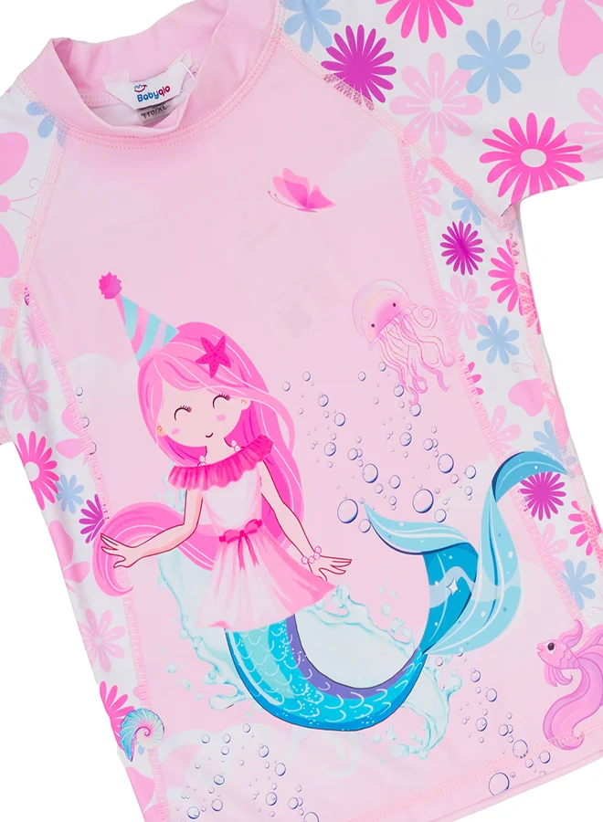 babyqlo Mermaid and Flowers Girls' Swimwear 2 Piece Set
