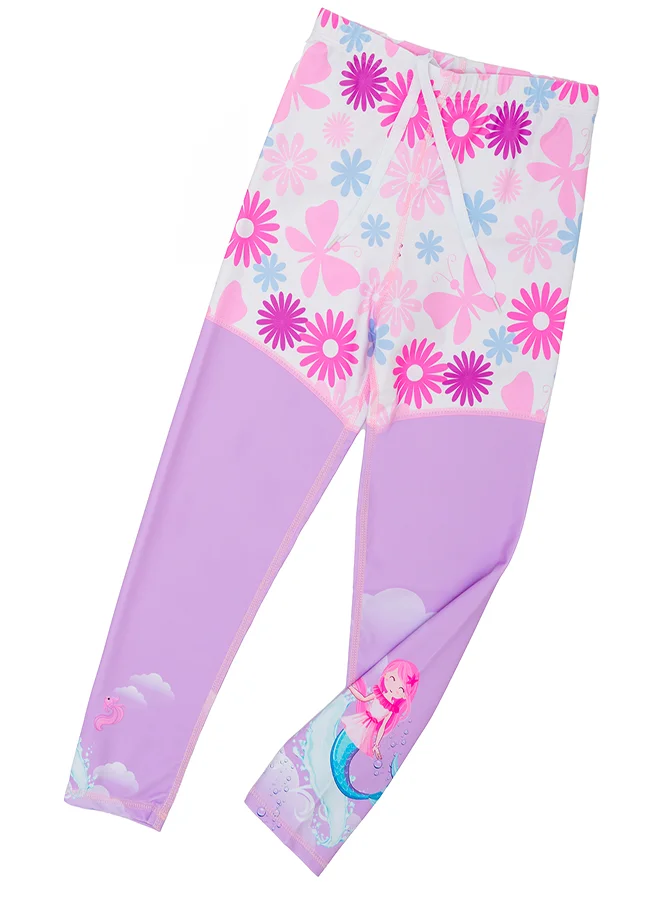 babyqlo Mermaid and Flowers Girls' Swimwear 2 Piece Set