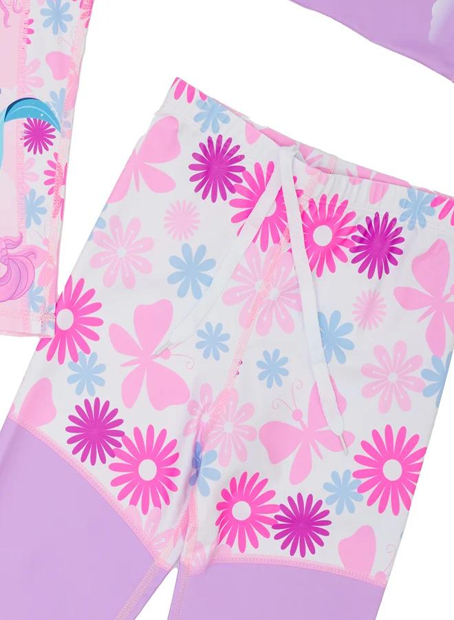 babyqlo Mermaid and Flowers Girls' Swimwear 2 Piece Set