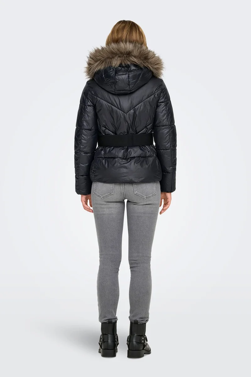 ONLY Onlfever Regular Fit Furry Hooded Puffer Jacket Women's Jacket 15322003