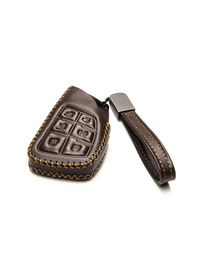 Vitodeco Leather Smart Key Fob Case Cover Protector Compatible with Chevrolet Silverado, Colorado, Suburban, Tahoe, Blazer, Equinox, Traverse - 6-Button, Brown - Image 2