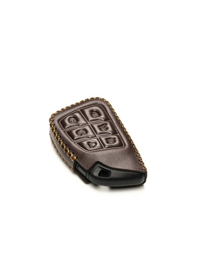 Vitodeco Leather Smart Key Fob Case Cover Protector Compatible with Chevrolet Silverado, Colorado, Suburban, Tahoe, Blazer, Equinox, Traverse - 6-Button, Brown - Image 3