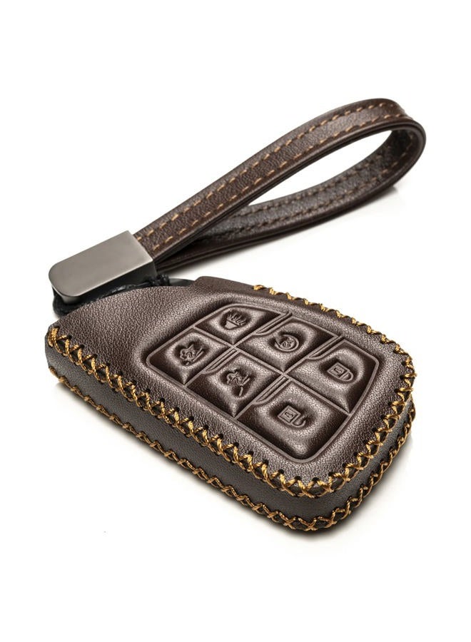 Vitodeco Leather Smart Key Fob Case Cover Protector Compatible with Chevrolet Silverado, Colorado, Suburban, Tahoe, Blazer, Equinox, Traverse - 6-Button, Brown - Image 1