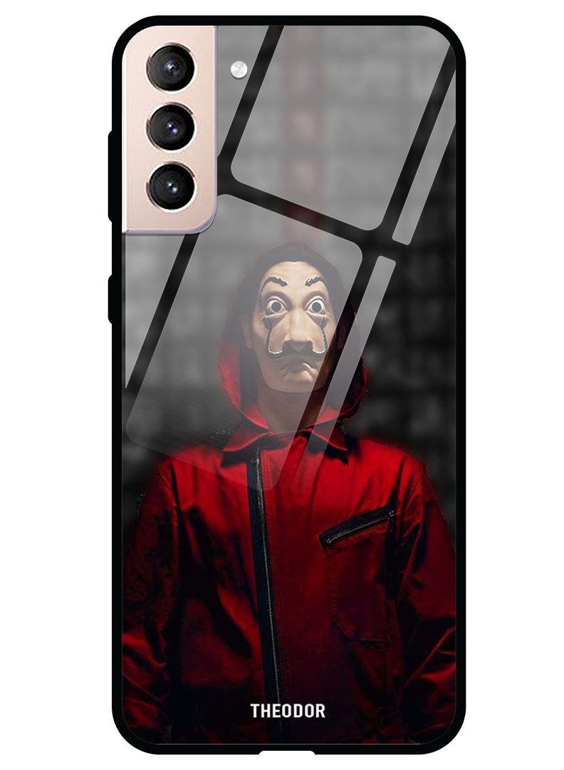 Theodor Protective Tempered Glass Case Cover Samsung Galaxy S21  Money Heist Clown - Image 1