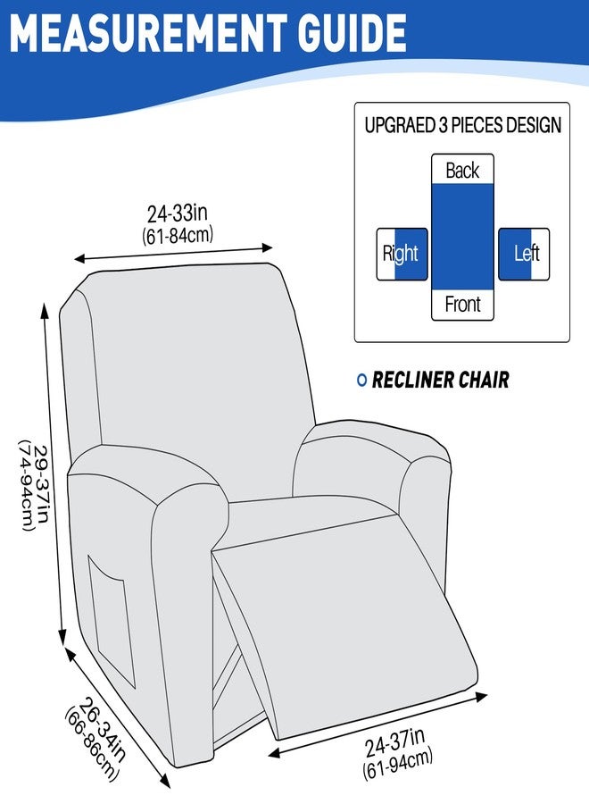 MAXIJIN Waterproof Recliner Chair Covers 3 Pieces Recliner Cover That Stay in Place, Washable Lazy Boy Recliner Slipcovers with Pockets Reclining Protector for Pet, Kids (Recliner, Dark Gray) - Image 5