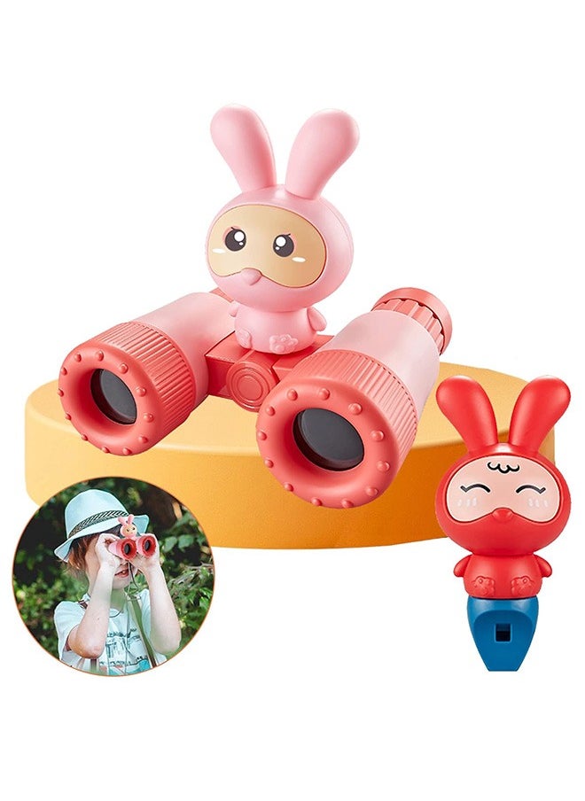 Generic - Kids Binoculars Folding Kids Binocularswith Whistle and Lanyard Outdoor Toys for Toddlers Boys and Girls 3-12 Years Bird Watching Camping Hiking and Gifts Red - Image 1