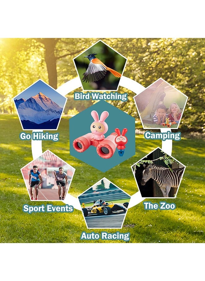 Generic - Kids Binoculars Folding Kids Binocularswith Whistle and Lanyard Outdoor Toys for Toddlers Boys and Girls 3-12 Years Bird Watching Camping Hiking and Gifts Red - Image 1