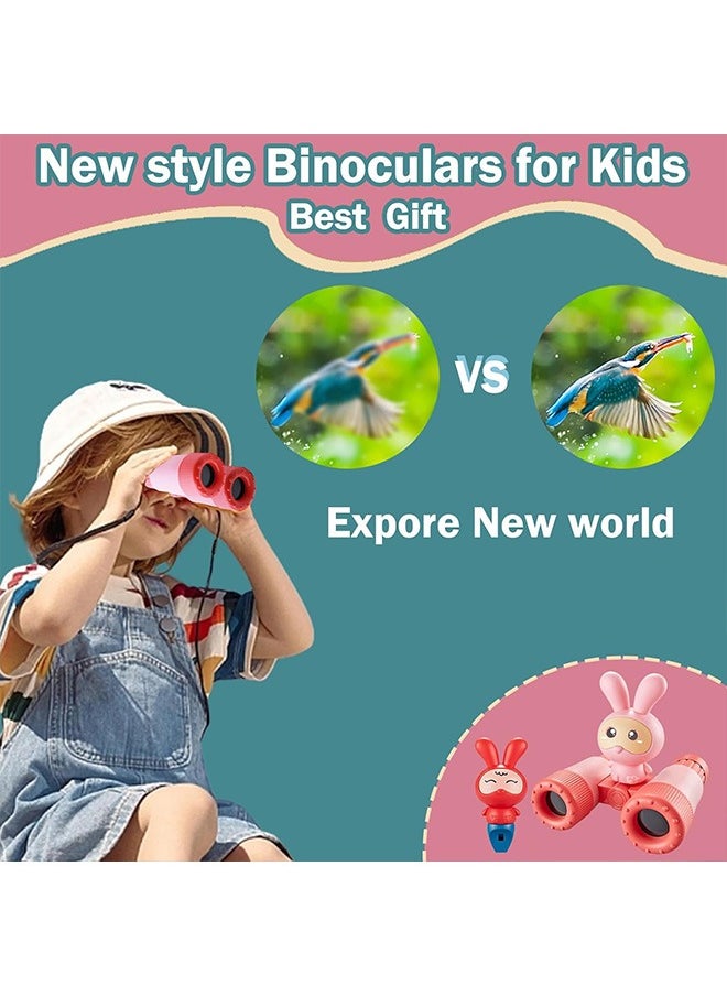 Generic - Kids Binoculars Folding Kids Binocularswith Whistle and Lanyard Outdoor Toys for Toddlers Boys and Girls 3-12 Years Bird Watching Camping Hiking and Gifts Red - Image 1