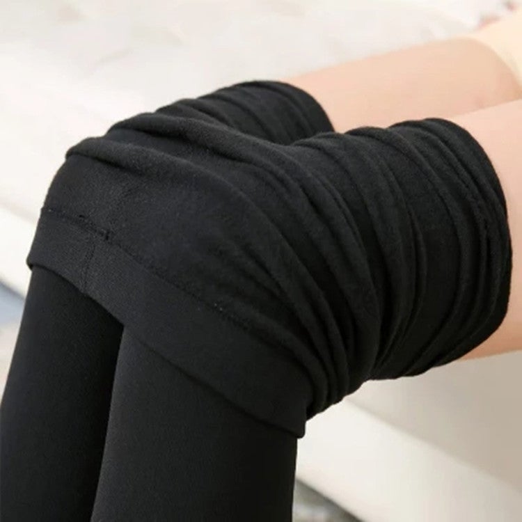 Fleece-Lined Footed Leggings Winter Autumn Warm Womens Pants Black  - Image 4